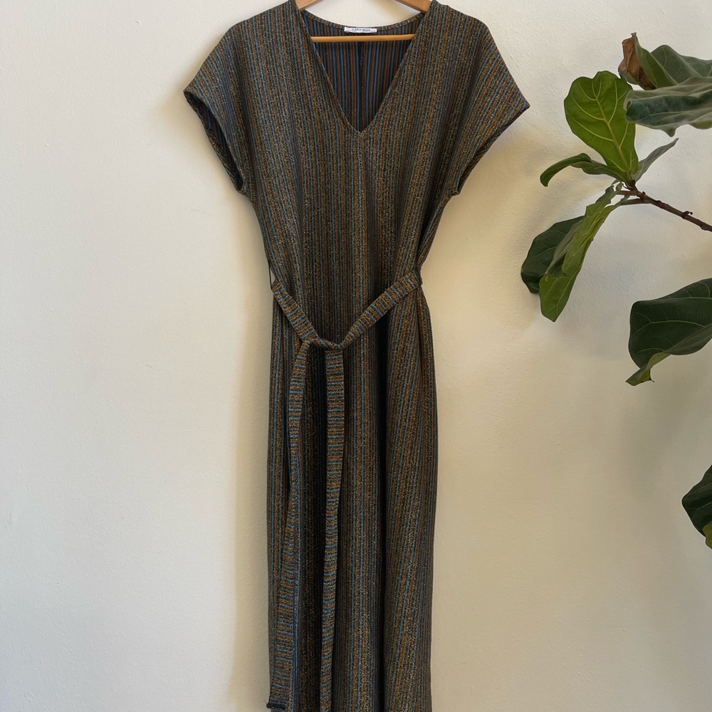 Zara metallic stripped midi dress